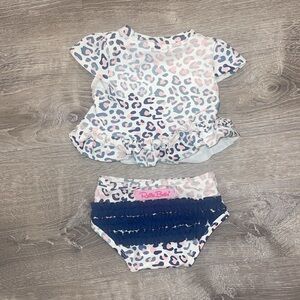 Ruffle Butts Cool Leopard Cap Sleeve Ruffle Hem Bikini 6-12 Months